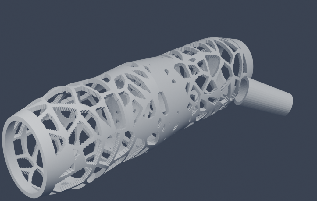 Egas's 3D-printed contoured trabecular thumb-lock cast, sized to this arm