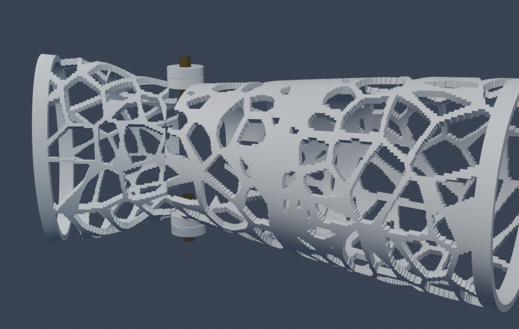 Egas's hinged forearm cast: a forearm sleeve and hand piece joined by a lateral wrist pivot, shown flexed